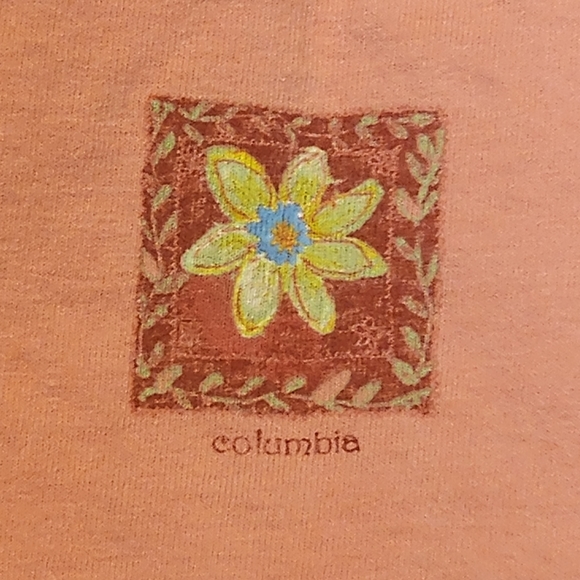 Vintage Columbia 100% Cotton Yellow Flower in Square Graphic T-shirt Size L - Picture 3 of 4